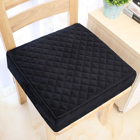 Soft 18x18x3 Memory Foam Seat Cushion for Kitchen, Dining, Office Chairs, Car Seats - Washable Velvety Cover with Waterproof Layer & Non-Slip Base - Comfort & Back Pain Relief - Black in Kuwait