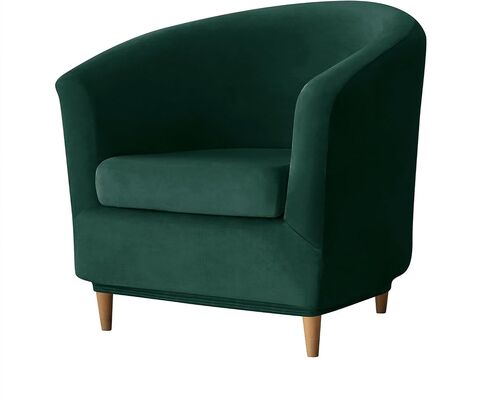 OBCREAT Club Chair Slipcovers, Stretch Armchair Covers Soft Velvet Tub Chair Cover 2 Pieces Sofa Covers Arm Chair Couch Cover Furniture Protector (Dark Green) in Saudi Arabia