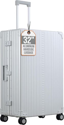 All Aluminum Lightweight 32" Macro Traveler Hardside Checked Luggage, Large Capacity, Hardshell Suitcase w/Spinner Wheels, Heavy Duty Roller for International Travel, Business Flight Size(Onyx) in Kuwait