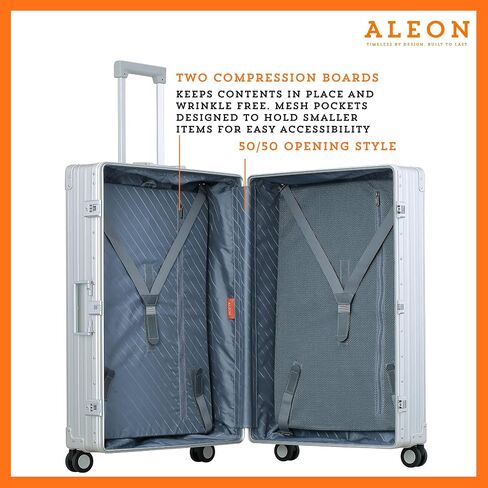 All Aluminum Lightweight 32" Macro Traveler Hardside Checked Luggage, Large Capacity, Hardshell Suitcase w/Spinner Wheels, Heavy Duty Roller for International Travel, Business Flight Size(Onyx) in Kuwait