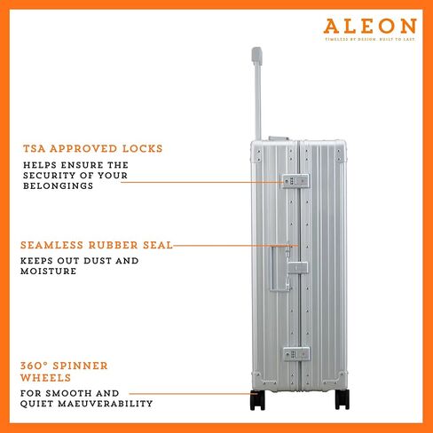 All Aluminum Lightweight 32" Macro Traveler Hardside Checked Luggage, Large Capacity, Hardshell Suitcase w/Spinner Wheels, Heavy Duty Roller for International Travel, Business Flight Size(Onyx) in Kuwait
