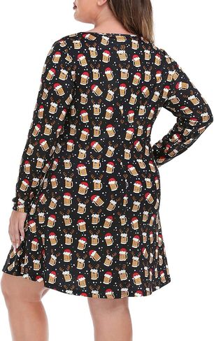 HDE Womens Plus Size Party Dress Ugly Christmas Sweater Long Sleeve Skater Dress in Saudi Arabia