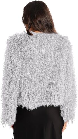 Women's Faux Fur Coat Fluffy Long Sleeve Vintage Shaggy Warm Jacket in Saudi Arabia