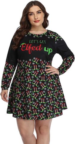 HDE Womens Plus Size Party Dress Ugly Christmas Sweater Long Sleeve Skater Dress in Saudi Arabia