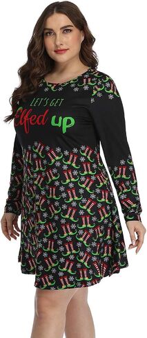 HDE Womens Plus Size Party Dress Ugly Christmas Sweater Long Sleeve Skater Dress in Saudi Arabia
