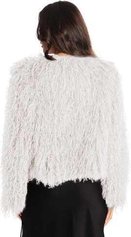 Women's Faux Fur Coat Fluffy Long Sleeve Vintage Shaggy Warm Jacket in Kuwait