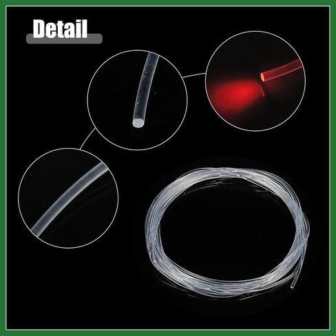 Motoforti 2mm 0.08 "5M 16.40ft Glow Glow Optic Cable Cable Car Caration Decoration Clear - Pack of 1 Long -Lasting in Kuwait