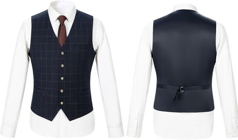 Men's 3 Piece Suits Slim Fit Plaid Double Breasted Blazer Vest Pants Set Wedding Party Tuxedo in Saudi Arabia