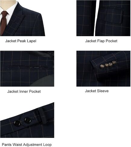 Men's 3 Piece Suits Slim Fit Plaid Double Breasted Blazer Vest Pants Set Wedding Party Tuxedo in Saudi Arabia