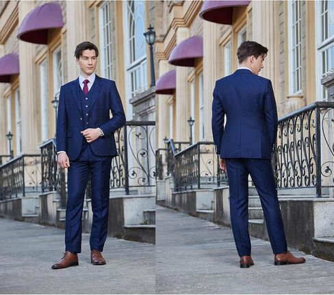 Men's 3 Piece Suits Slim Fit Plaid Double Breasted Blazer Vest Pants Set Wedding Party Tuxedo in Saudi Arabia