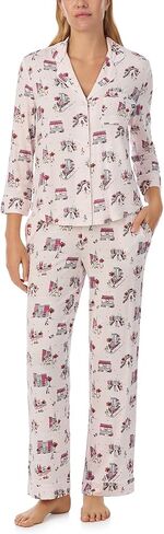 kate spade new york Pajamas for Women 2 Piece Set Comfy Modal Classic 3/4 Sleeve Notch Collar Button Top & Pants in Kuwait