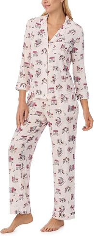 kate spade new york Pajamas for Women 2 Piece Set Comfy Modal Classic 3/4 Sleeve Notch Collar Button Top & Pants in Kuwait