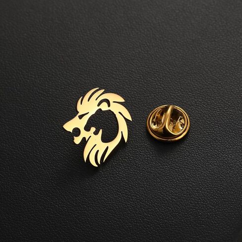 Hip Hop Crown Lion Brooches Stainless Steel Mens Animal Talisman Party Accessories Trendy Wedding Jewelry Badge Pins for Groom in Saudi Arabia