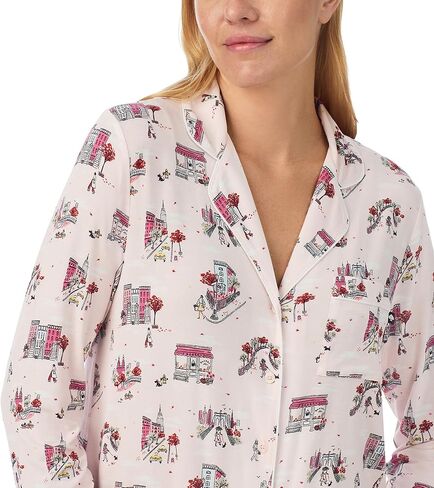 kate spade new york Pajamas for Women 2 Piece Set Comfy Modal Classic 3/4 Sleeve Notch Collar Button Top & Pants in Kuwait