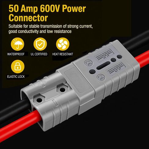 Battery Quick Connect/Disconnect Connector Kit, Designed for 6-10 AWG Cables, Supporting 12-36V DC Voltage and Rated for 50A Current. for Car ATV Trailer Towing Winch (4 Pack) in Saudi Arabia