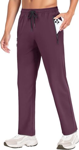 MAGNIVIT Mens Lightweight Hiking Pants with Zipper Pockets Water-Resistant Elastic Waist Joggers Athletic Casual Pants in Kuwait