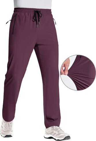 MAGNIVIT Mens Lightweight Hiking Pants with Zipper Pockets Water-Resistant Elastic Waist Joggers Athletic Casual Pants in Kuwait