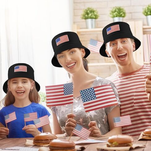 16 Pcs American Flag Bucket Hats Bulk 4th of July Fisherman Hats Patriotic Summer Beach Sun Cap for Women Men in Saudi Arabia