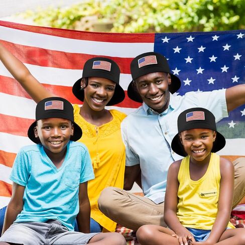 16 Pcs American Flag Bucket Hats Bulk 4th of July Fisherman Hats Patriotic Summer Beach Sun Cap for Women Men in Saudi Arabia