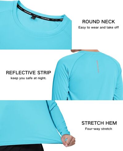Men's UPF 50+ Sun Protection Shirts Rash Guard Long Sleeve Quick Dry Moisture Wicking Workouts Outdoor in Kuwait