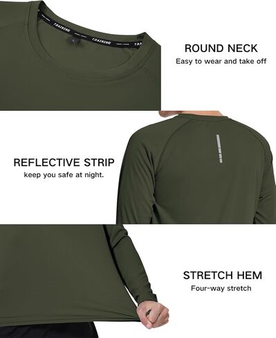 Men's UPF 50+ Sun Protection Shirts Rash Guard Long Sleeve Quick Dry Moisture Wicking Workouts Outdoor in Kuwait