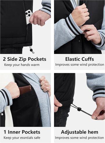 Winter Coats For Men Winter Jackets Water Resistant Warm Thicken Insulated Hooded Windproof Coat in Saudi Arabia