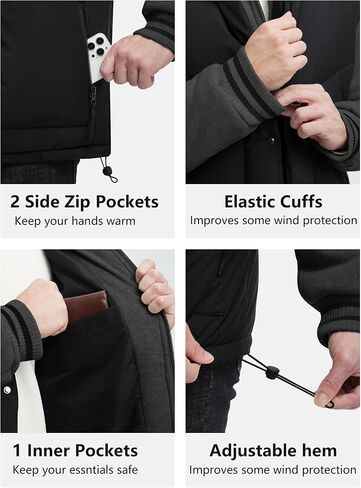 Winter Coats For Men Winter Jackets Water Resistant Warm Thicken Insulated Hooded Windproof Coat in Saudi Arabia