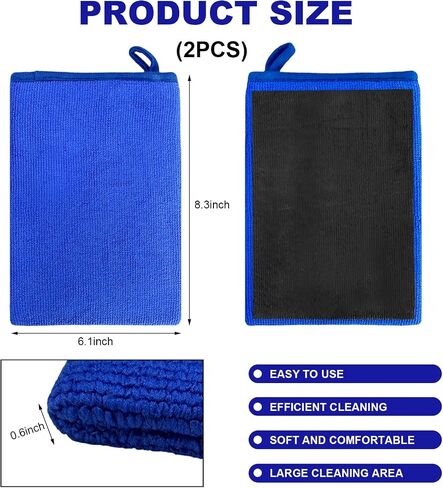 2 PCS Clay Mitt, Scratch-Free Microfiber Clay Bar Alternative Mitt Car Detailing Glove, Car Cleaning & Polishing Tool Clay Eraser Mitt for Paint Glass Wheels (Blue) in Saudi Arabia