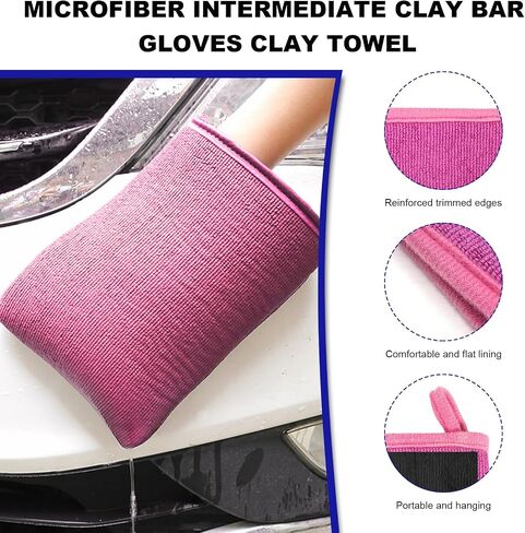 2 PCS Clay Mitt, Scratch-Free Microfiber Clay Bar Alternative Mitt Car Detailing Glove, Car Cleaning & Polishing Tool Clay Eraser Mitt for Paint Glass Wheels (Blue) in Saudi Arabia