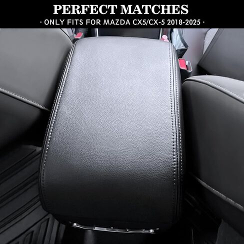 Car Center Console Cover for Mazda CX5/CX-5 2018-2025 Accessories, Anti-Scratch Leather Middle Console Lid Cover Pad Protector Elbow Arm Rest Cover for Car (Black) in Saudi Arabia