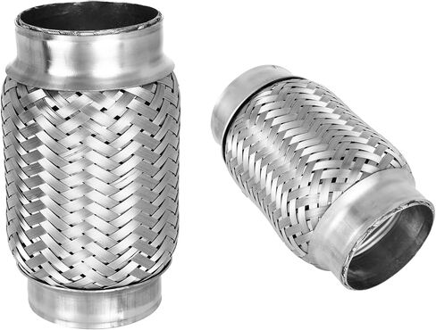 Exhaust Flex Pipe, 3" x 5.9" Heavy-Duty Exhaust Flex Pipe 304 Stainless Steel, Universal Double-Braided Exhaust Flex Tube for Cars - 2PCS in Saudi Arabia