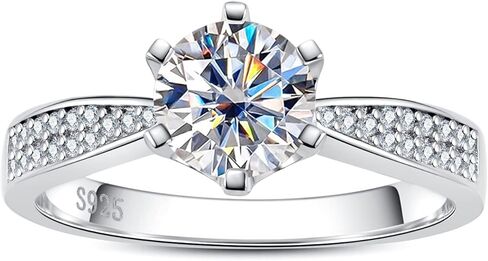 خواتم الخطبة Moissanite 1CT D Color VVS1 Clarity Round Brilliant Cut S925 Sterling Silver 6 Prong Solitaire Breatsable Rings for Women with Certificate in Kuwait