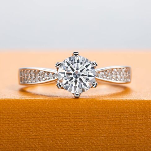 خواتم الخطبة Moissanite 1CT D Color VVS1 Clarity Round Brilliant Cut S925 Sterling Silver 6 Prong Solitaire Breatsable Rings for Women with Certificate in Kuwait