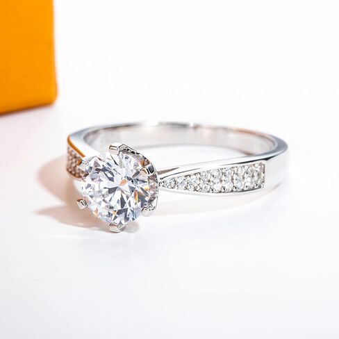 خواتم الخطبة Moissanite 1CT D Color VVS1 Clarity Round Brilliant Cut S925 Sterling Silver 6 Prong Solitaire Breatsable Rings for Women with Certificate in Kuwait