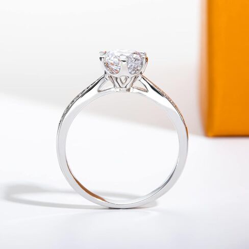 خواتم الخطبة Moissanite 1CT D Color VVS1 Clarity Round Brilliant Cut S925 Sterling Silver 6 Prong Solitaire Breatsable Rings for Women with Certificate in Kuwait