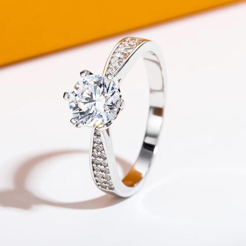 خواتم الخطبة Moissanite 1CT D Color VVS1 Clarity Round Brilliant Cut S925 Sterling Silver 6 Prong Solitaire Breatsable Rings for Women with Certificate in Kuwait