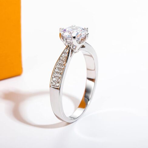 خواتم الخطبة Moissanite 1CT D Color VVS1 Clarity Round Brilliant Cut S925 Sterling Silver 6 Prong Solitaire Breatsable Rings for Women with Certificate in Kuwait