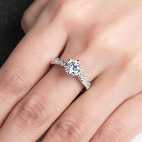 خواتم الخطبة Moissanite 1CT D Color VVS1 Clarity Round Brilliant Cut S925 Sterling Silver 6 Prong Solitaire Breatsable Rings for Women with Certificate in Kuwait