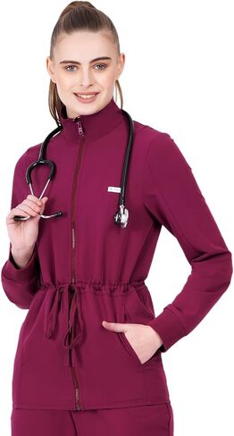 MIKAL Premium Super Soft Four Way Stretch Anti-Wrinkle Regular Fit Scrub/Jacket for Women- Medical/Doctor/Health Care Uniform in Saudi Arabia