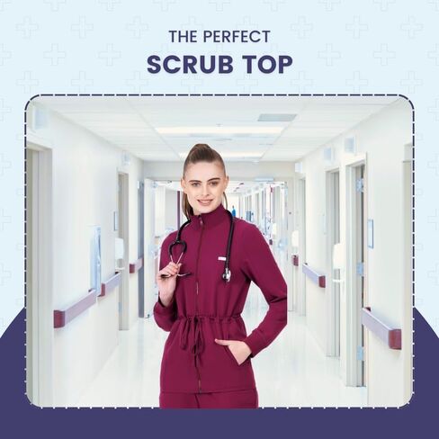 MIKAL Premium Super Soft Four Way Stretch Anti-Wrinkle Regular Fit Scrub/Jacket for Women- Medical/Doctor/Health Care Uniform in Saudi Arabia