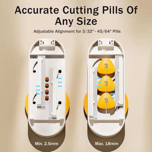 Multiple Pill Cutter - Pill Cutter Splitter for Small Tiny Large Pills Professional | Vertical Press-Down Cutting & Adjustable | Sturdy Blade & Guard | Includes Cleaning Brush (Orange) in Saudi Arabia