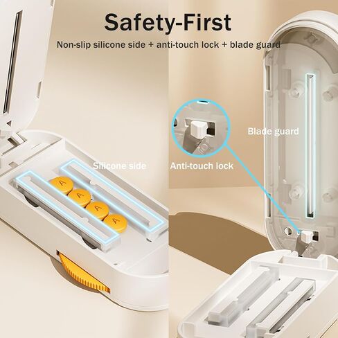 Multiple Pill Cutter - Pill Cutter Splitter for Small Tiny Large Pills Professional | Vertical Press-Down Cutting & Adjustable | Sturdy Blade & Guard | Includes Cleaning Brush (Orange) in Saudi Arabia