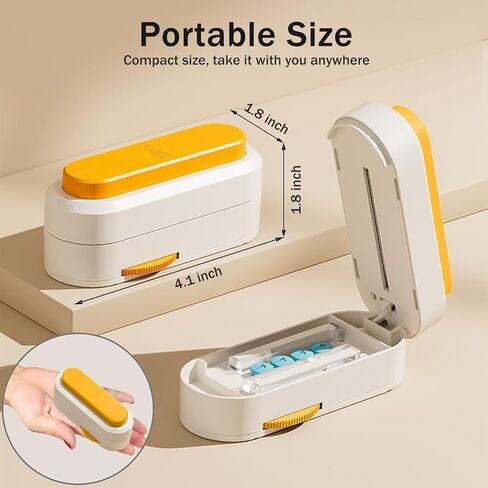 Multiple Pill Cutter - Pill Cutter Splitter for Small Tiny Large Pills Professional | Vertical Press-Down Cutting & Adjustable | Sturdy Blade & Guard | Includes Cleaning Brush (Orange) in Saudi Arabia