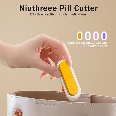 Multiple Pill Cutter - Pill Cutter Splitter for Small Tiny Large Pills Professional | Vertical Press-Down Cutting & Adjustable | Sturdy Blade & Guard | Includes Cleaning Brush (Orange) in Saudi Arabia