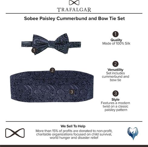 Trafalgar Men's Sobee Paisley Cummerbund and Bow Tie Set in Saudi Arabia