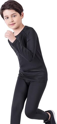 3 حزمة الشباب الأولاد والبنات طويلة الأكمام القمصان طبقة قاعدة الرياضة للأطفال المعدات الباردة in Kuwait