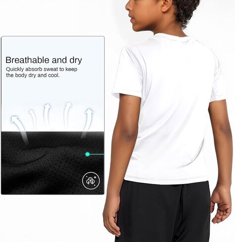 Boys Compression Shirt Short Sleeve Youth Athletic Undershirt Kids Quick Dry Athletic Base Layer T-Shirt for Sports in Saudi Arabia