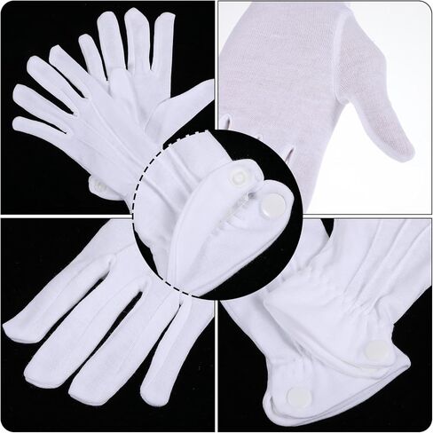 12 زوجًا من القفازات البيضاء ، قفاز قطني أنيق مع تصميم ثلاثة قفازات ، أزياء قفازات بيضاء للأحداث الرسمية ، المسيرات ، حفلات الأزياء （8.7x3.5 بوصة） in Kuwait