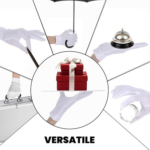 12 زوجًا من القفازات البيضاء ، قفاز قطني أنيق مع تصميم ثلاثة قفازات ، أزياء قفازات بيضاء للأحداث الرسمية ، المسيرات ، حفلات الأزياء （8.7x3.5 بوصة） in Kuwait