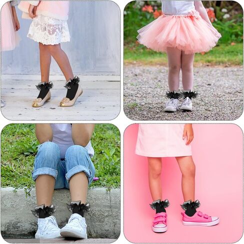 3 Pairs Girls Ruffle Socks, Ruffle Socks Woman, Girls Dress Socks Bulky Princess Dress Socks, Cute Cotton Socks in Saudi Arabia